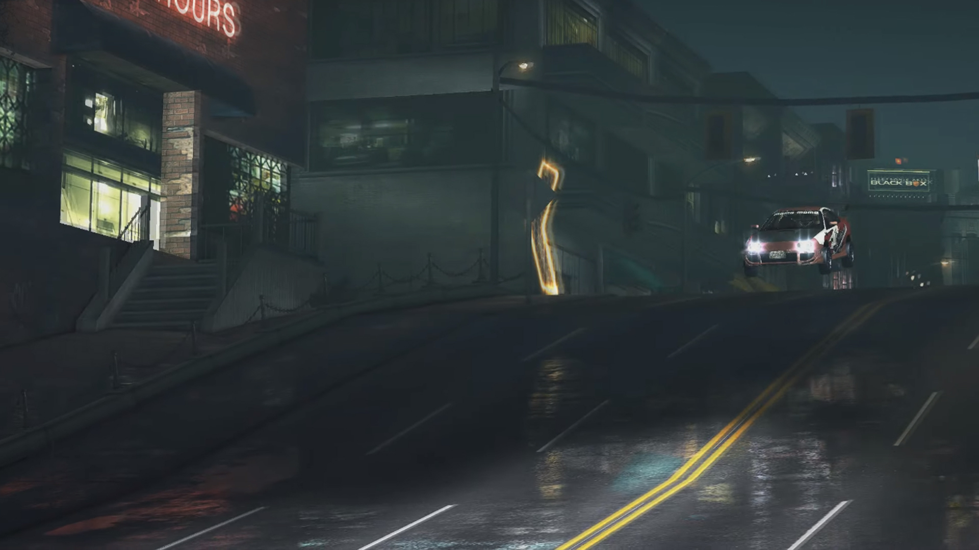 Need for Speed Underground Redux. Скрин из игры с лучами и без. Reshade shaders